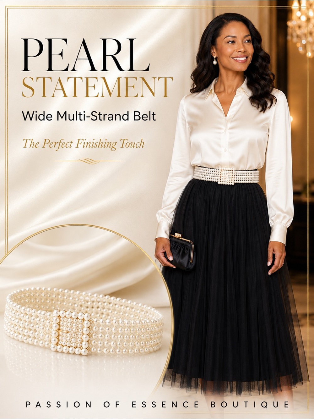 Elegant Adjustable Faux Pear Belt - Chic, Braided Waistband for Every Occasion
